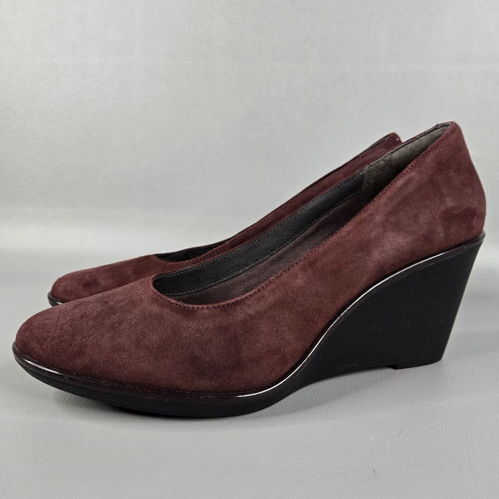 Clarks Artisan Wedge 3” Heels Women's Size 10 M Leather Burgundy
